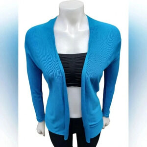 Nic+Zoe LS Open Teal Blue Cardigan Size  Small